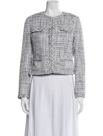 Pre-owned Cynthia Rowley Tweed Pattern Jacket In White