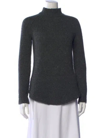 Pre-owned Cynthia Rowley Tweed Pattern Mock Neck Sweater In Grey
