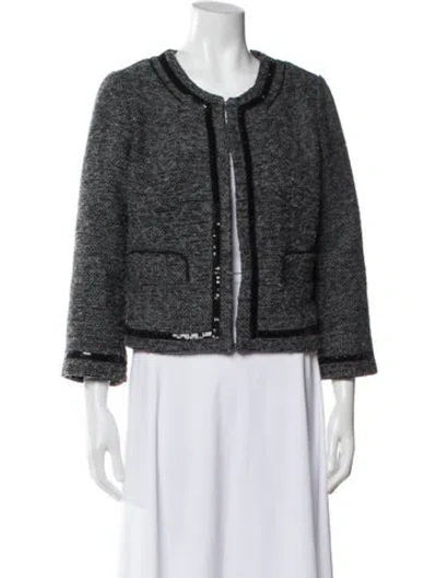 Pre-owned Cynthia Rowley Tweed Tweed Pattern Evening Jacket In Blue