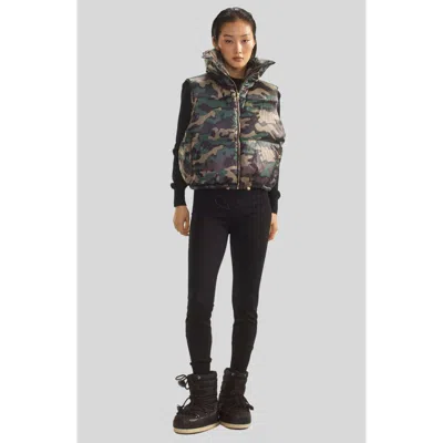 Cynthia Rowley Undercover Puffer Vest In Green Camo