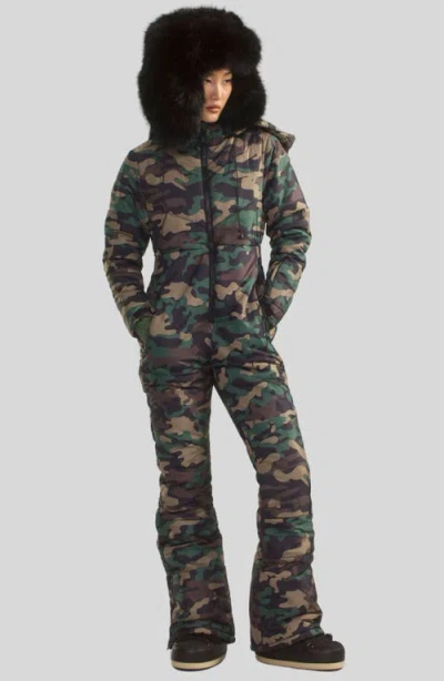 Cynthia Rowley Undercover Ski Suit In Green Camo