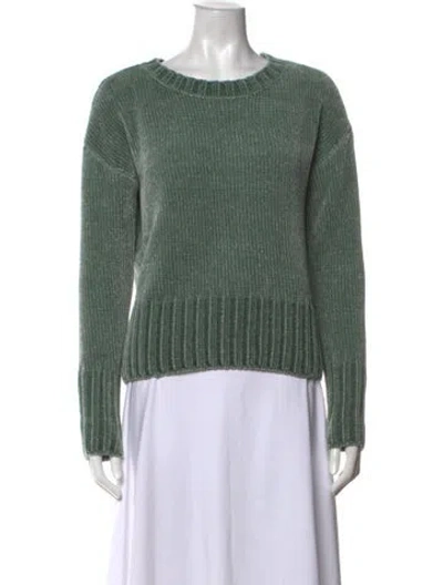 Pre-owned Cynthia Rowley Velvet Crew Neck Sweater In Green