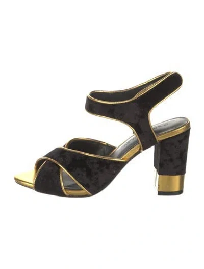 Pre-owned Cynthia Rowley Velvet Sandals In Black