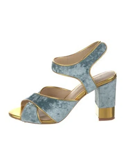 Pre-owned Cynthia Rowley Velvet Sandals In Blue