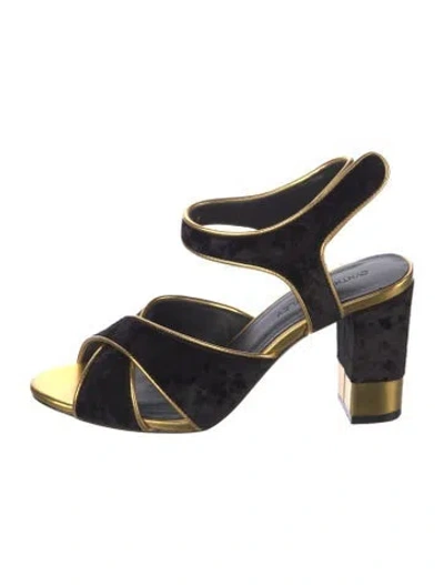 Pre-owned Cynthia Rowley Velvet Slingback Sandals In Multi