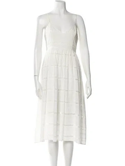 Pre-owned Cynthia Rowley V-neck Midi Length Dress In Neutral
