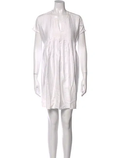 Pre-owned Cynthia Rowley V-neck Midi Length Dress In White