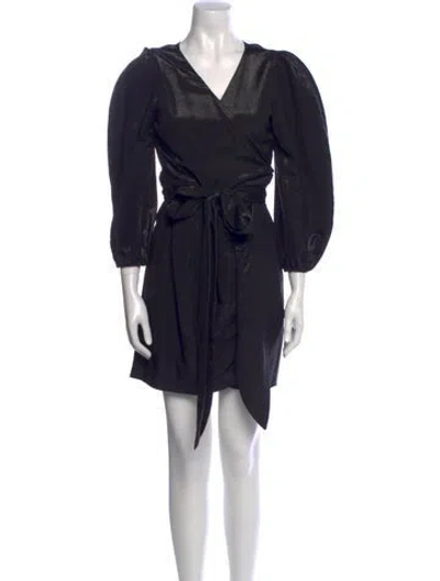 Pre-owned Cynthia Rowley V-neck Mini Dress In Black