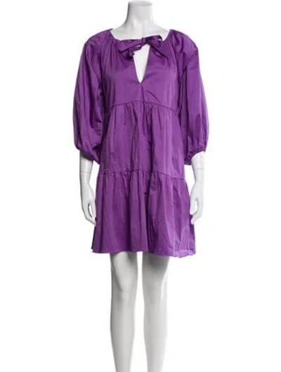 Pre-owned Cynthia Rowley V-neck Mini Dress W/ Tags In Purple
