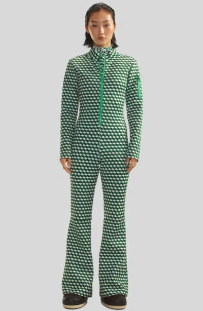 Cynthia Rowley Water Repellent Bonded Jumpsuit In Green Multi