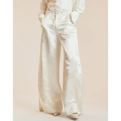 Cynthia Rowley Wide Leg Snap Pants In Neutral
