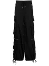 Cynthia Rowley Wide-leg Tapered Cargo Trousers In Black