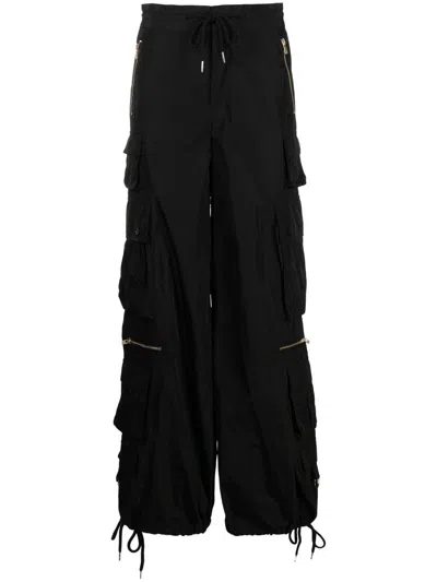 Cynthia Rowley Wide-leg Tapered Cargo Trousers In Black