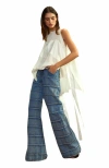 Cynthia Rowley Windowpane Wide-leg Jeans