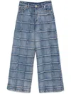 Cynthia Rowley Windowpane Wide-leg-jeans In Blau