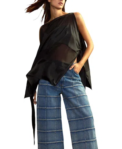 Cynthia Rowley Windswept Silk Blouse Top In Brown