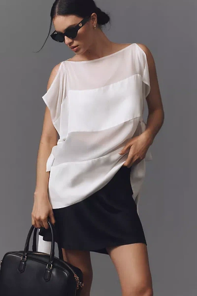 Cynthia Rowley Windswept Silk Panel Blouse In White