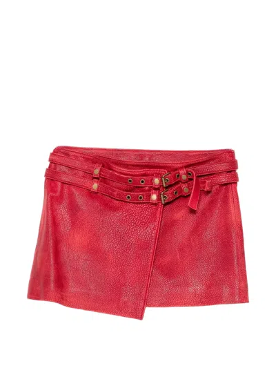 Cynthia Rowley Winona Leather Wrap Skirt In Red