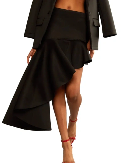 Cynthia Rowley Women's Asymmetric Flounce Skirt In Black