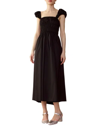 Cynthia Rowley Midi Length Cotton Dress In Black