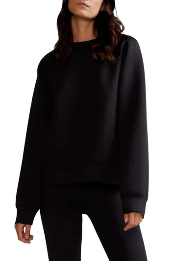 Cynthia Rowley Women's Bonded Stretch Pullover Sweatshirt In Black