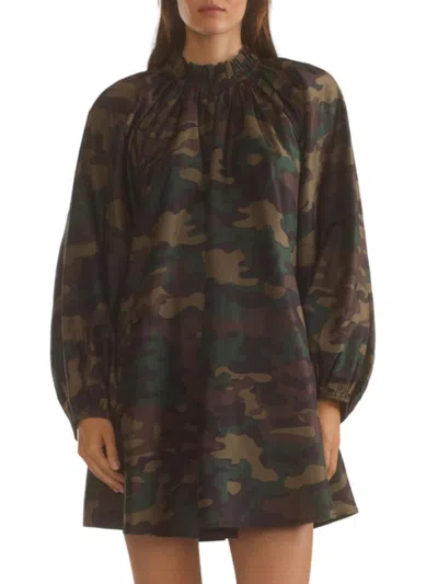 Cynthia Rowley Women's Camouflage Print Silk Taffeta Minidress In Green