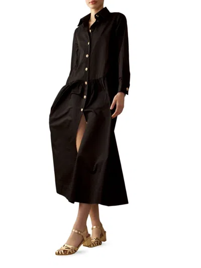 Cynthia Rowley Women's Cotton Button-front Shirt Dress In Black