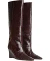 Cynthia Rowley Embossed Leather Wedge Boot In Brown