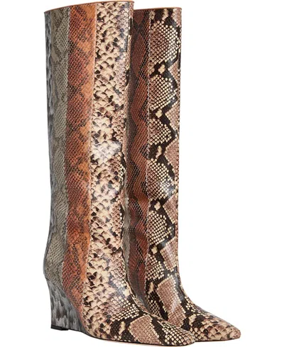 CYNTHIA ROWLEY WOMEN'S EMBOSSED LEATHER WEDGE BOOT