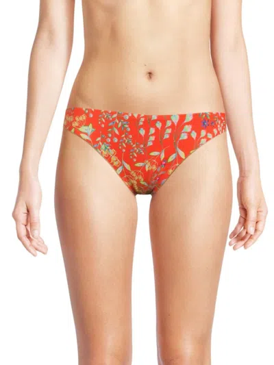 Cynthia Rowley Women's Floral Bikini Bottoms In Orange Multicolor