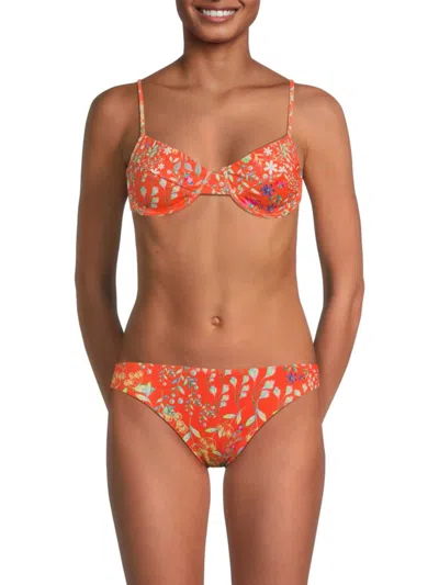 Cynthia Rowley Women's Floral Bikini Top In Orange Multicolor