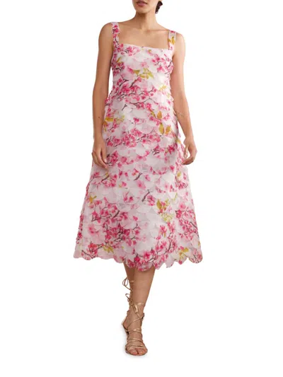 Cynthia Rowley Women's Floral Organza Scallop Midi-dress In Neutral