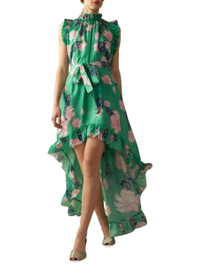 Cynthia Rowley Women's Floral Silk Hi-lo Dress In Green Floral