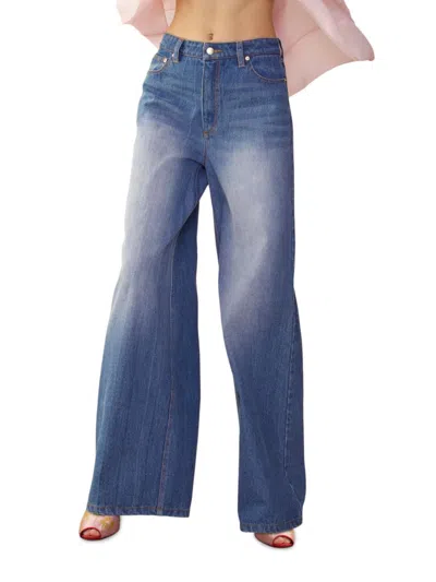 Cynthia Rowley Women's High-waisted Wide-leg Jeans In Denim