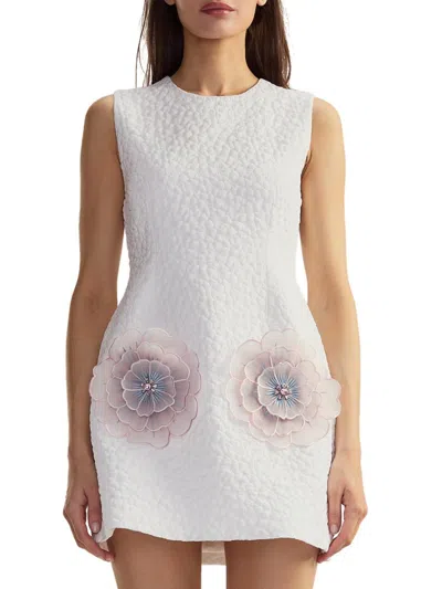 Cynthia Rowley Women's Jacquard 3d Flower Pocket A-line Minidress In White