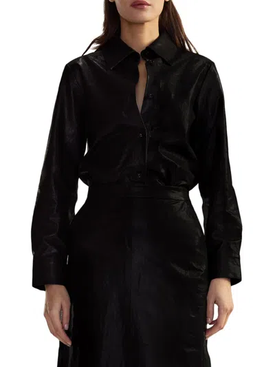 Cynthia Rowley Women's Leather Button-front Shirt In Multi