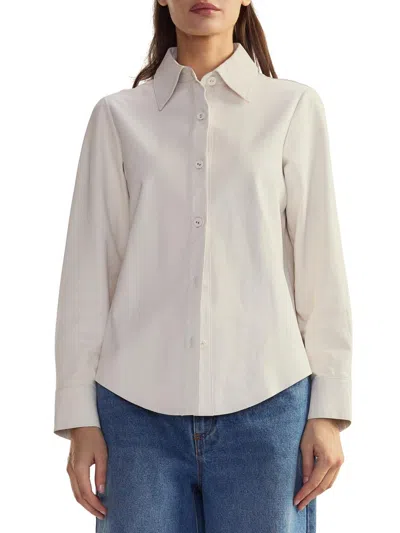 Cynthia Rowley Women's Leather Button-front Shirt In White