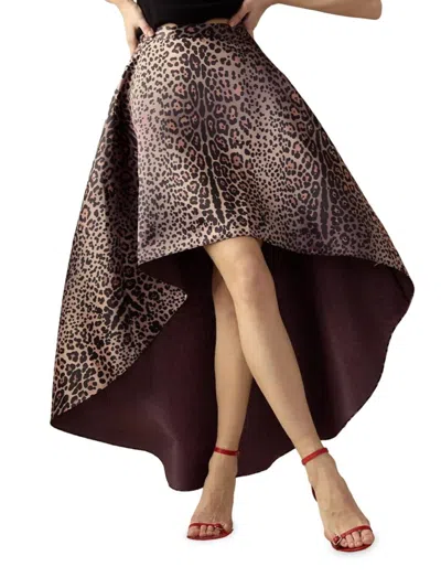 Cynthia Rowley Women's Leopard Satin High-low Maxi Skirt