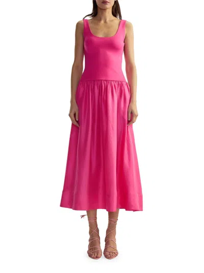Cynthia Rowley Women's Mixed Media Dropwaist A-line Midi-dress In Pink