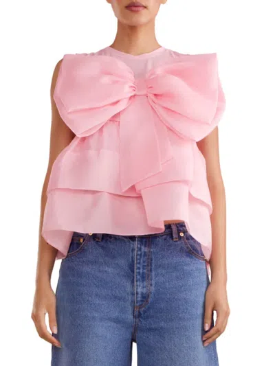 Cynthia Rowley Women's Organza Bow Sleeveless Top In Pink