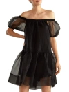 Cynthia Rowley Women's Organza Off-the-shoulder Minidress In Black