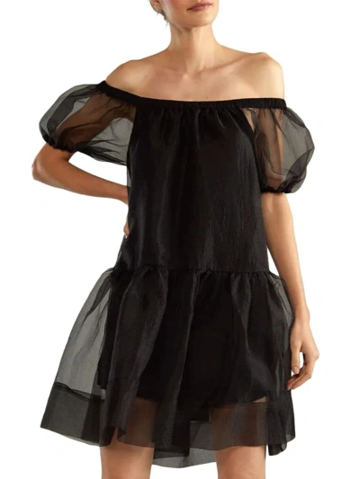 Cynthia Rowley Women's Organza Off-the-shoulder Minidress In Black