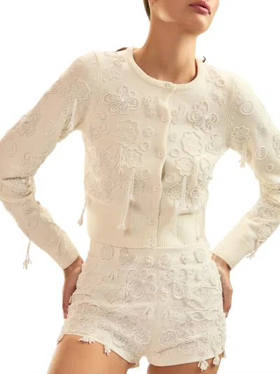 Cynthia Rowley Paloma Shrunken Cardigan In Neutral