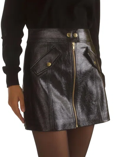 Cynthia Rowley Women's Patent Vegan-leather A-line Miniskirt In Gray