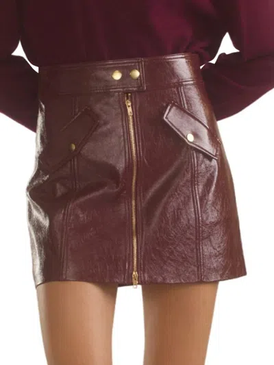 Cynthia Rowley Women's Patent Vegan-leather A-line Miniskirt In Brown