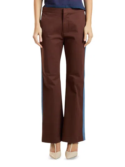 Cynthia Rowley Cotton Cropped Flared Pants In Brown