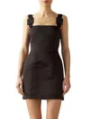 Cynthia Rowley Women's Satin Crystal-buckle Straps Minidress In Black