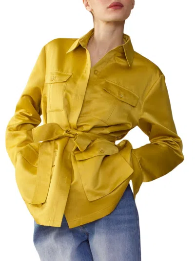 Cynthia Rowley Women's Satin Safari Jacket In Golden Yellow