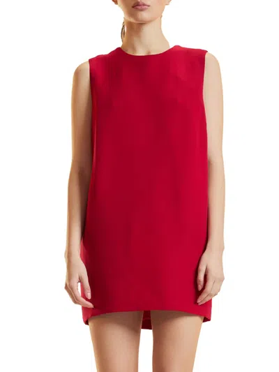 Cynthia Rowley Silk Wool Mini Shift Dress In Red