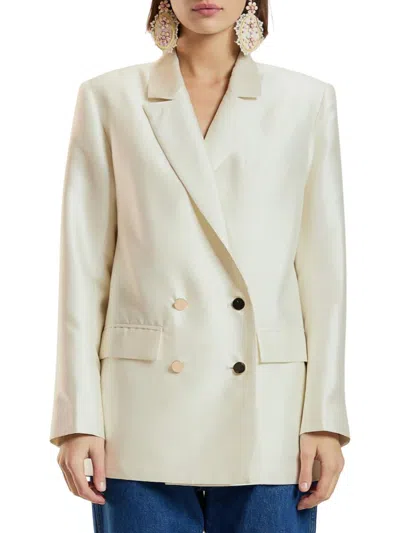 Cynthia Rowley Women's The Breakers Double-breasted Wool-silk Blazer In Neutral